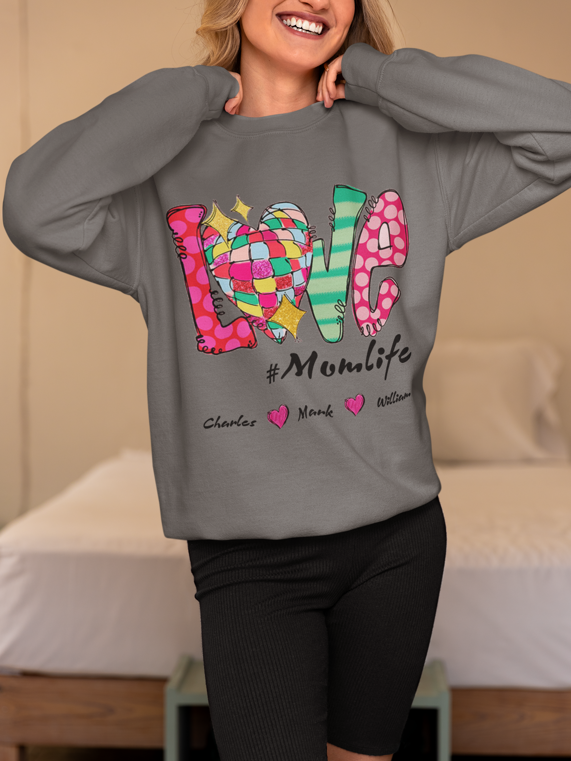 Love Momlife Personalized Custom Sweatershirt Gift For Her And Mom