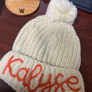 Personalized Kids Knit Beanie Custom Name Winter Hat