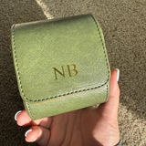 Personalized Green Leather Watch Box & Travel Roll