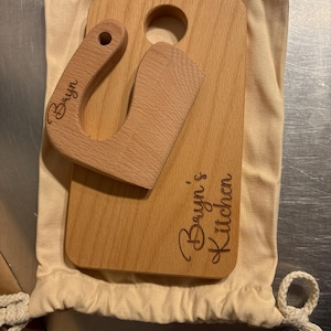 Engraved Wooden Kids Knife & Cutting Board Set