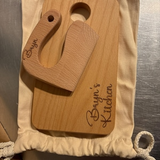 Engraved Wooden Kids Knife & Cutting Board Set