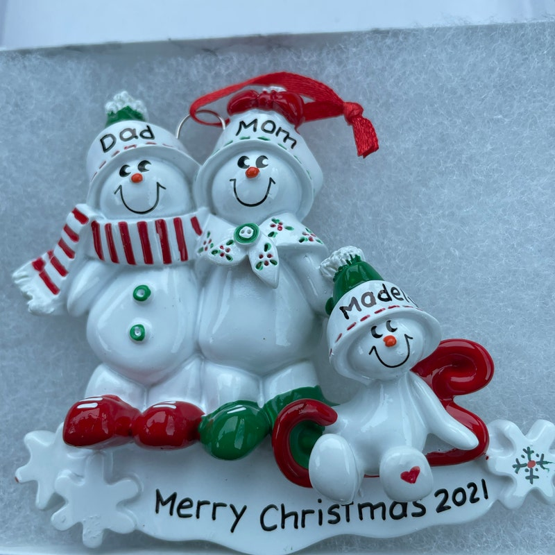 Snowman Family Personalized Christmas Ornament