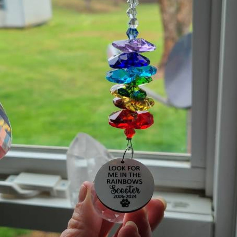 Personalized Pet Memorial Suncatcher Rainbow Bridge Keepsake