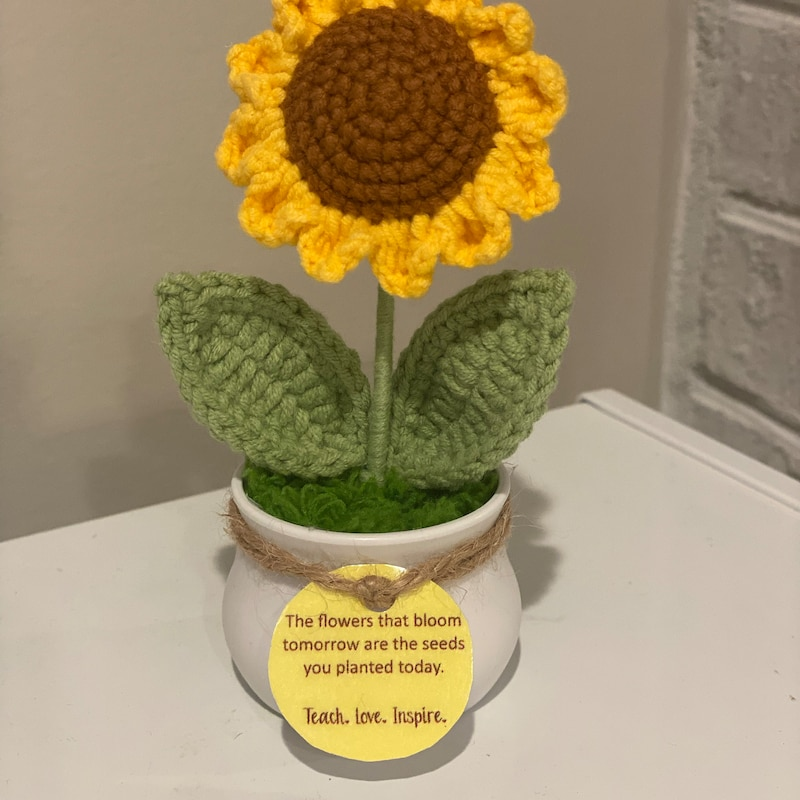 Handmade Crochet Sunflower in Pot Gift