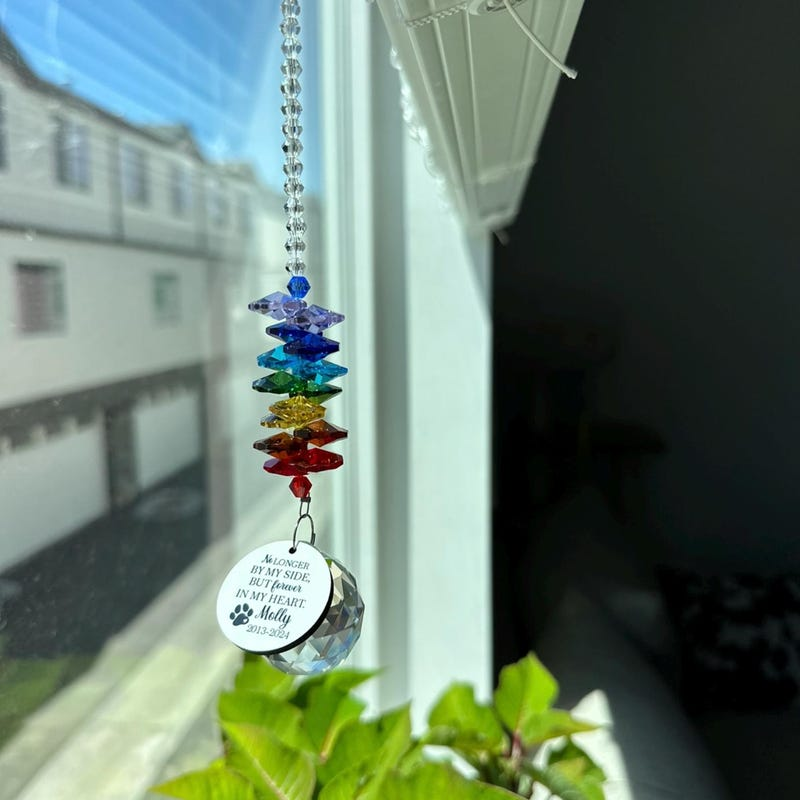 Personalized Pet Memorial Suncatcher Rainbow Bridge Keepsake