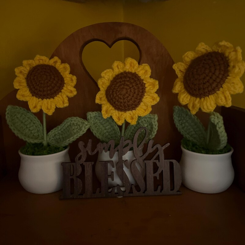 Handmade Crochet Sunflower in Pot Gift