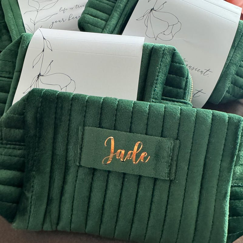 Personalized Velvet Makeup Bag Custom Gift for Her