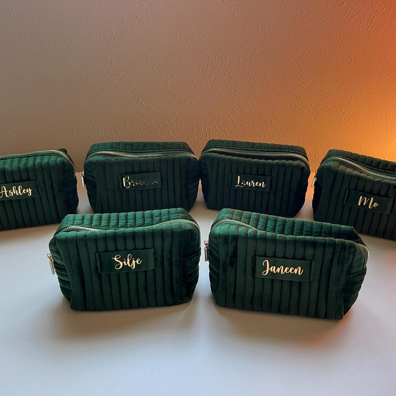 Personalized Velvet Makeup Bag Custom Gift for Her