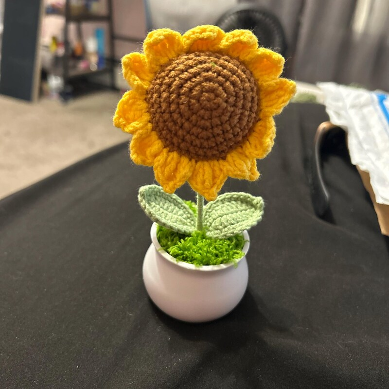 Handmade Crochet Sunflower in Pot Gift