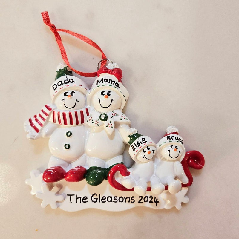 Snowman Family Personalized Christmas Ornament