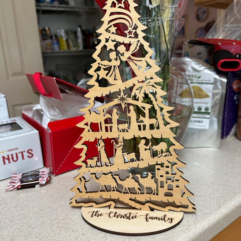 Personalized Nativity Christmas Tree Display