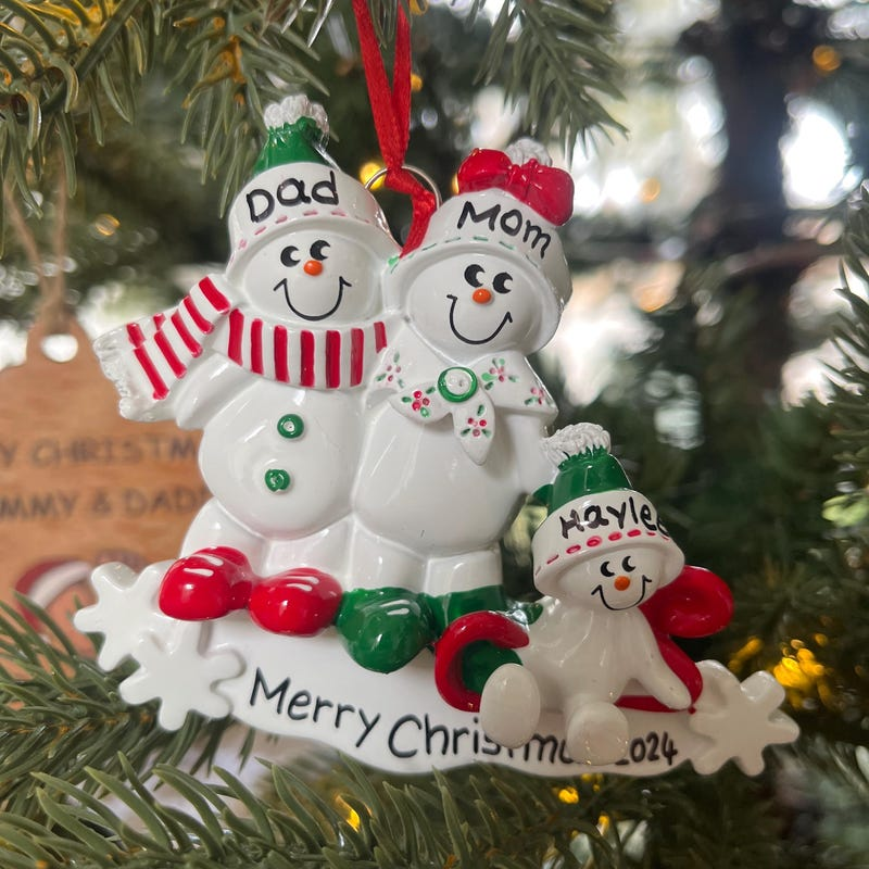 Snowman Family Personalized Christmas Ornament