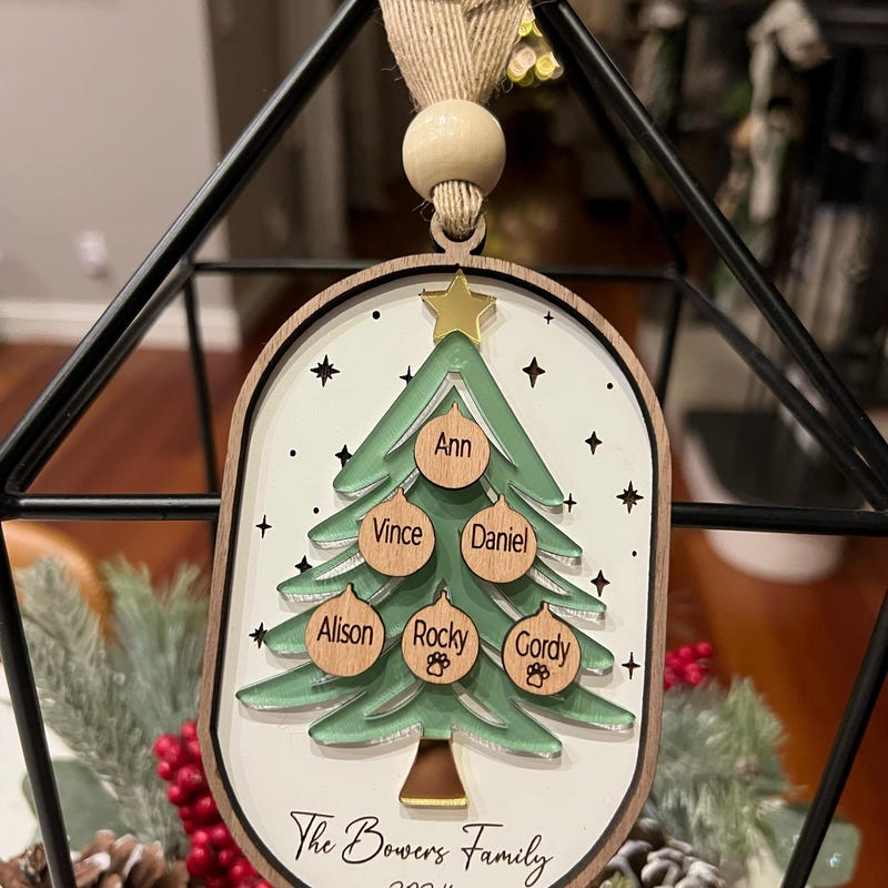 Personalized Family Tree Ornament Christmas Keepsake
