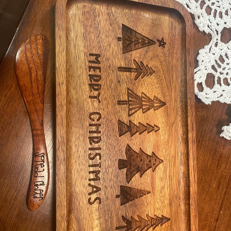 Handcrafted Christmas Serving Tray Holiday Table Decoration