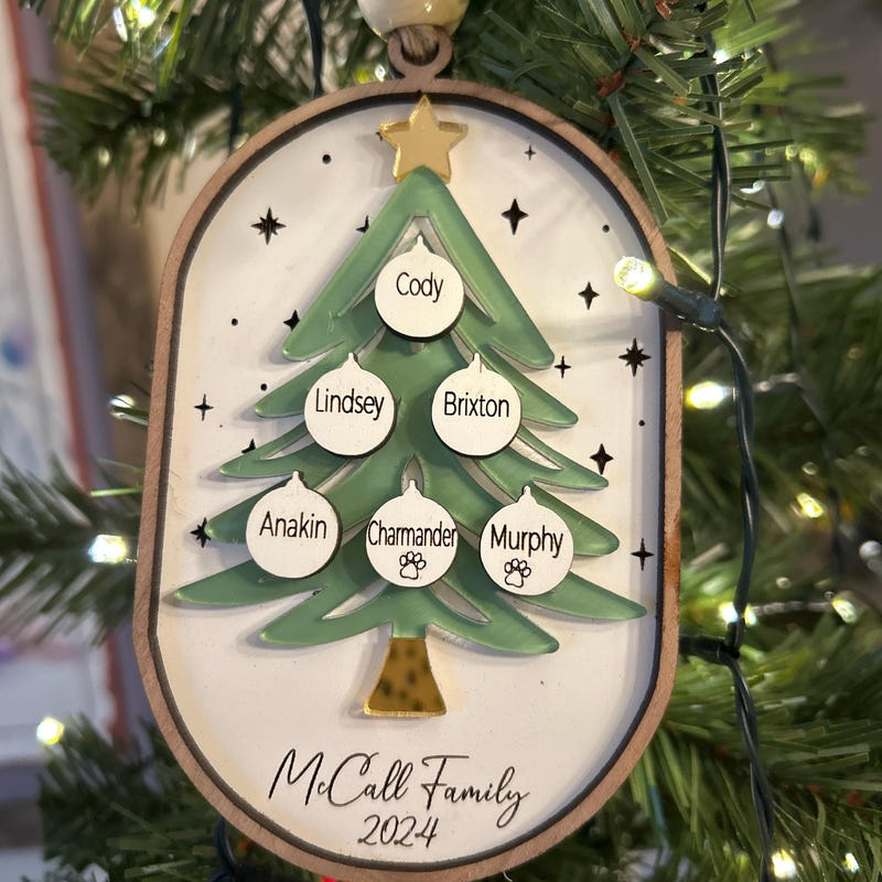Personalized Family Tree Ornament Christmas Keepsake