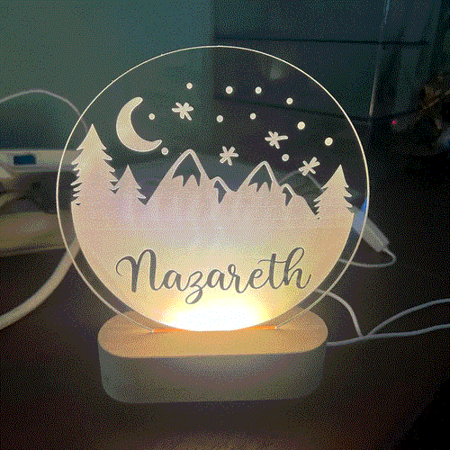 Mountains Custom Name Light, Personalized Bedroom LED Cloud Decor Sign