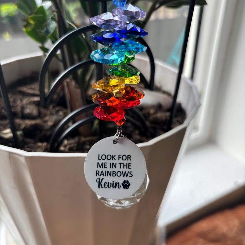 Personalized Pet Memorial Suncatcher Rainbow Bridge Keepsake