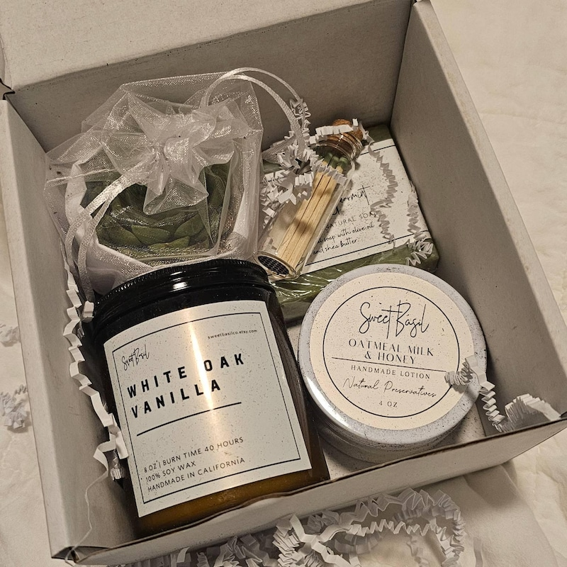 Succulent Gift Box with Soy Candle Natural Lotion and Soap