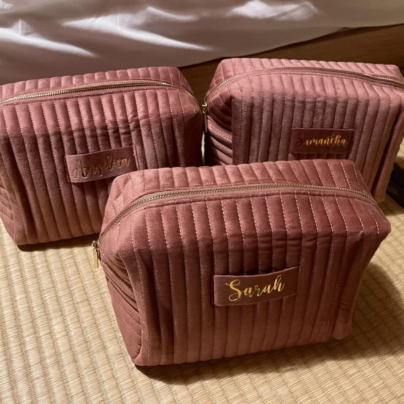 Personalized Velvet Makeup Bag Custom Gift for Her
