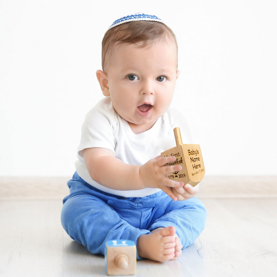 Personalized Wooden Dreidel – Baby’s First Hanukkah