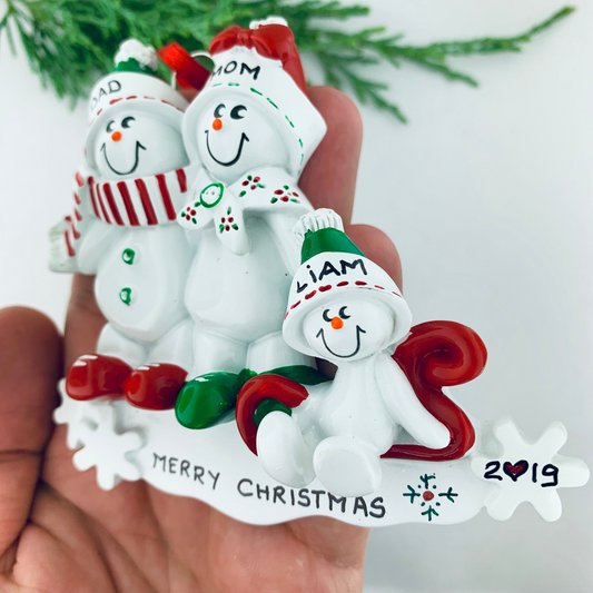 Snowman Family Personalized Christmas Ornament