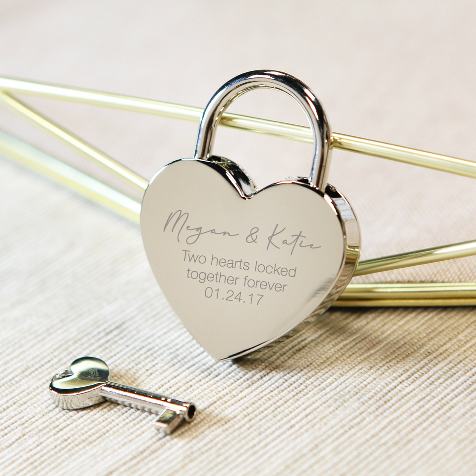 Personalized Engraved Heart Love Lock with Key