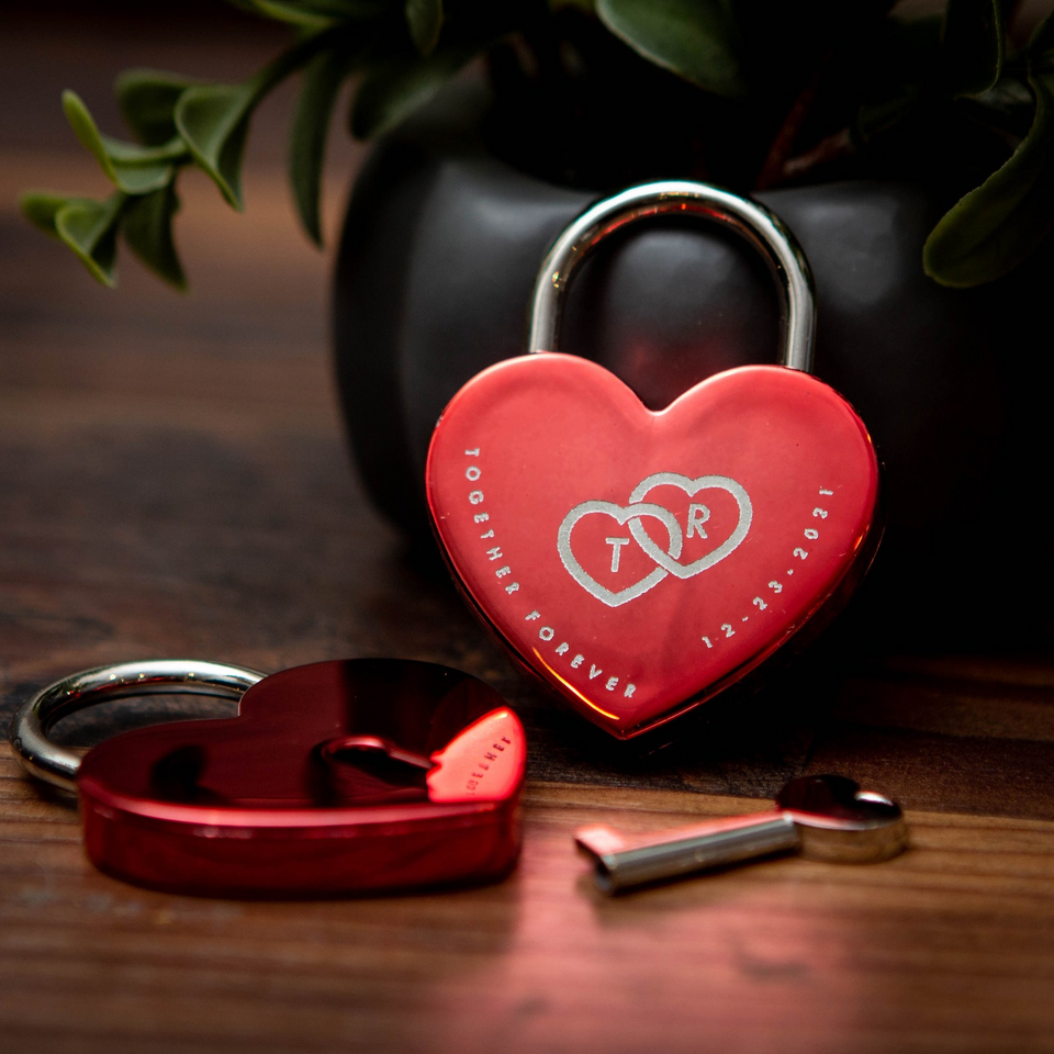 Personalized Engraved Heart Love Lock with Key