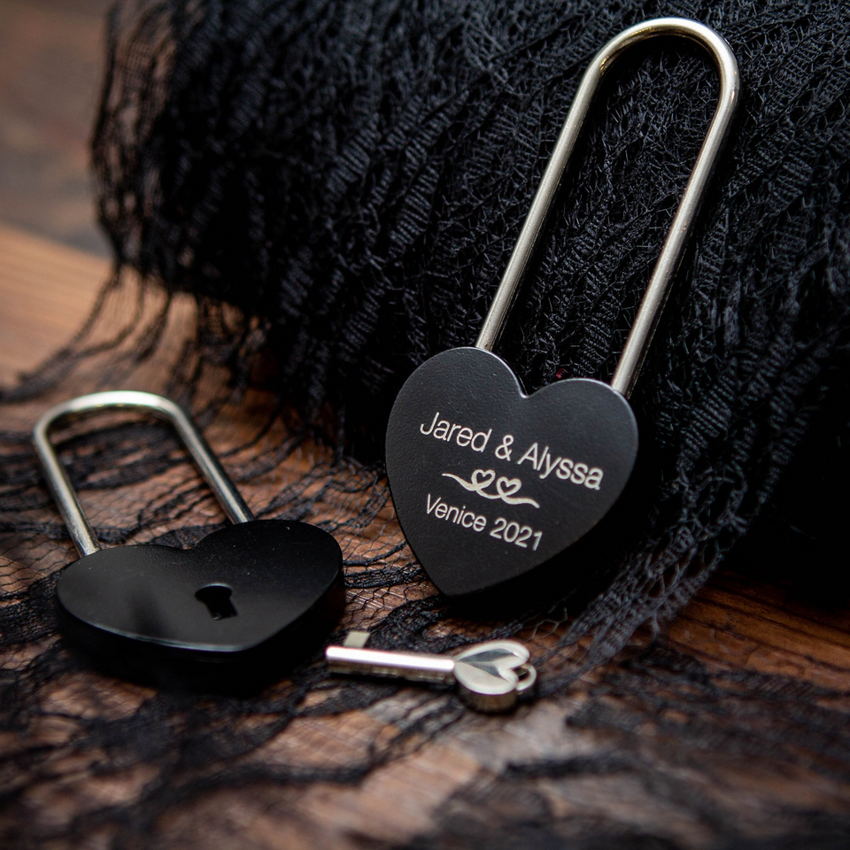 Personalized Engraved Heart Love Lock with Key