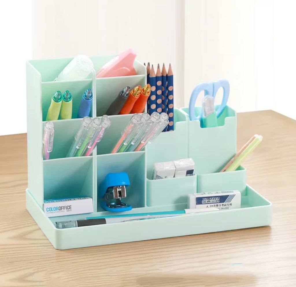 Large Capacity Desktop Organizer Multi Grid Pen Holder
