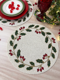 Holly Berry Beaded Christmas Placemat