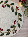 Holly Berry Beaded Christmas Placemat
