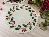 Holly Berry Beaded Christmas Placemat