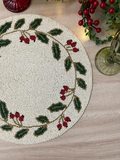 Holly Berry Beaded Christmas Placemat