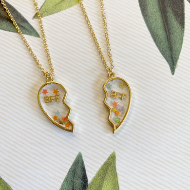 Best Friends Split Heart Necklace for Two