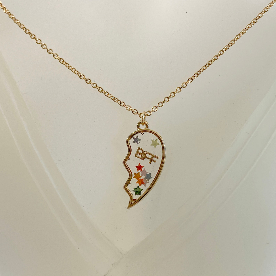Best Friends Split Heart Necklace for Two