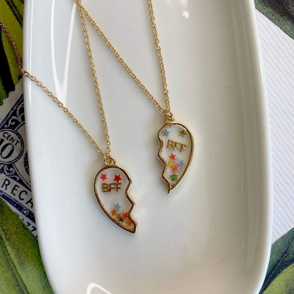 Best Friends Split Heart Necklace for Two