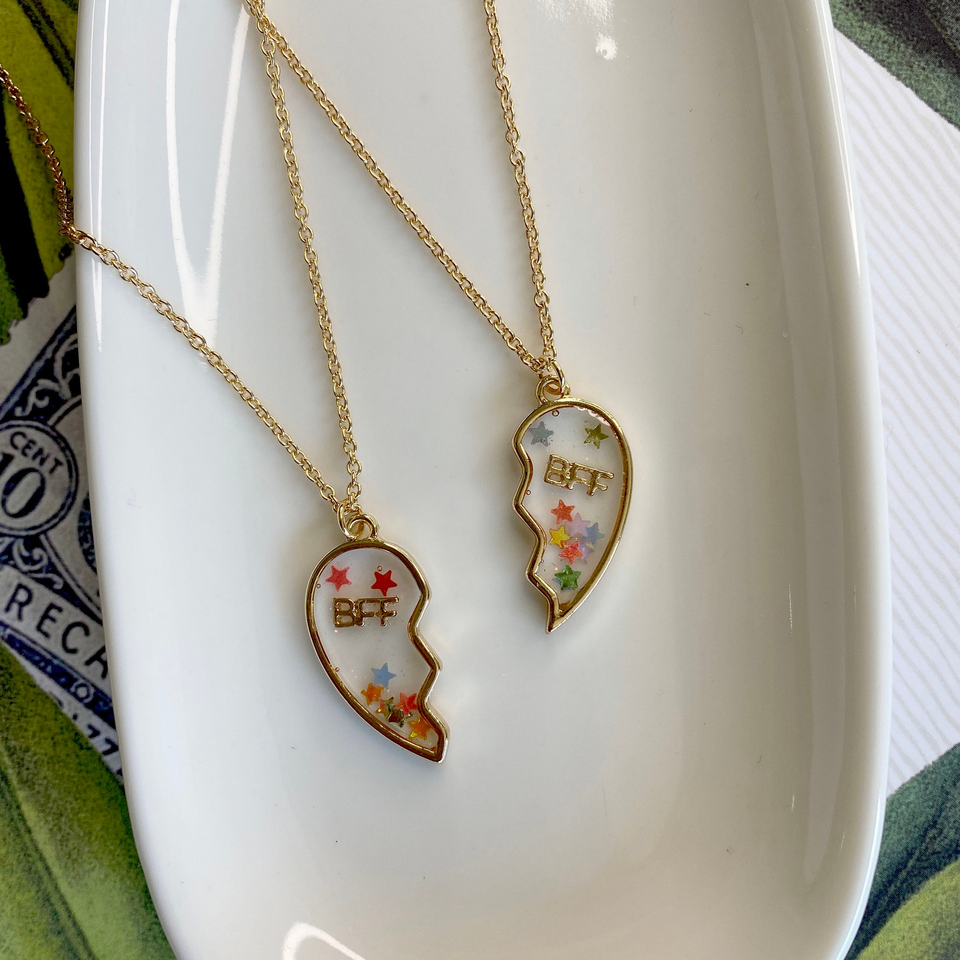 Best Friends Split Heart Necklace for Two