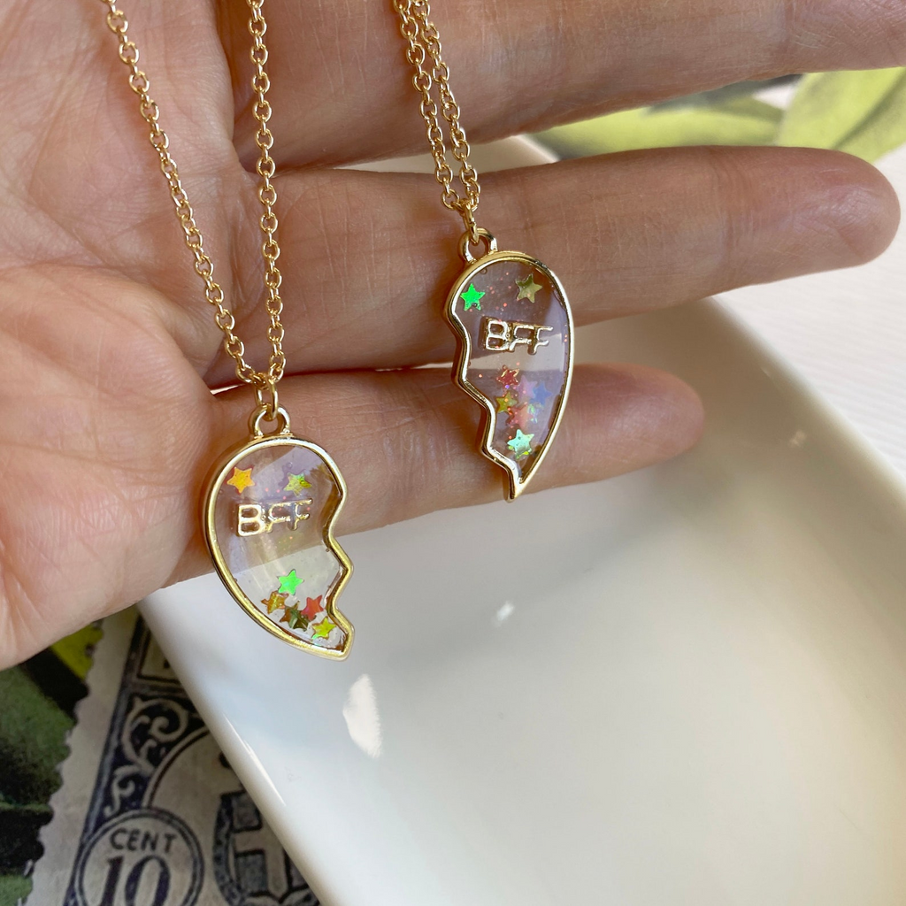 Best Friends Split Heart Necklace for Two