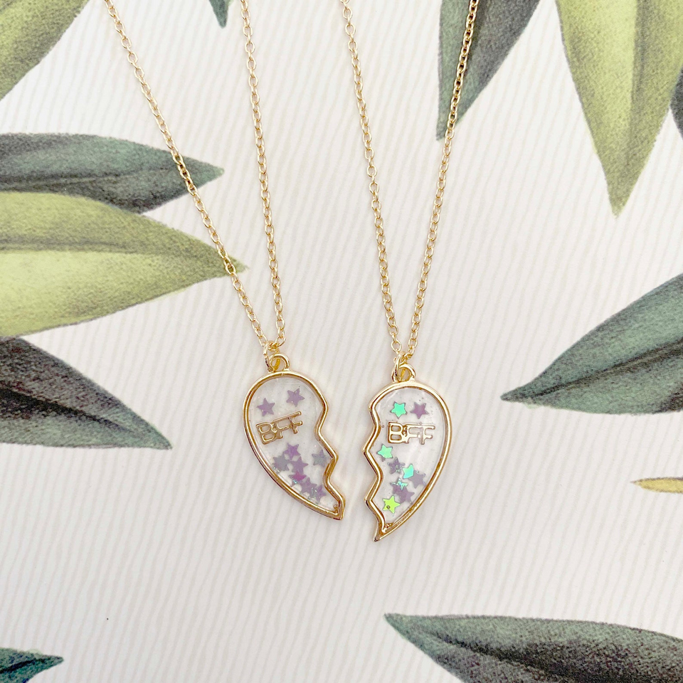 Best Friends Split Heart Necklace for Two