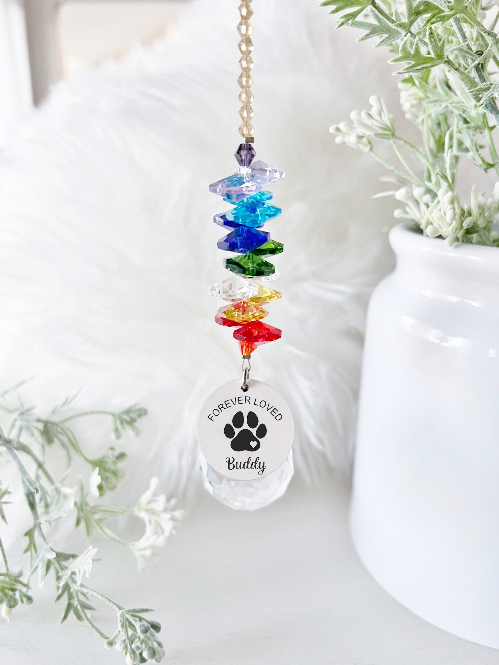 Personalized Pet Memorial Suncatcher Rainbow Bridge Keepsake
