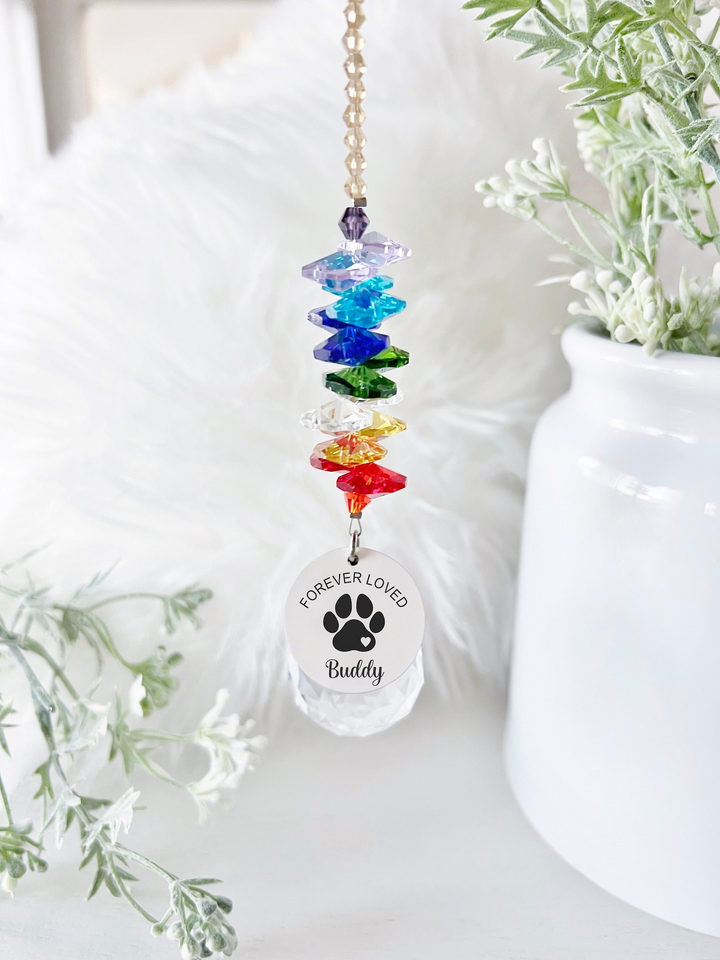 Personalized Pet Memorial Suncatcher Rainbow Bridge Keepsake