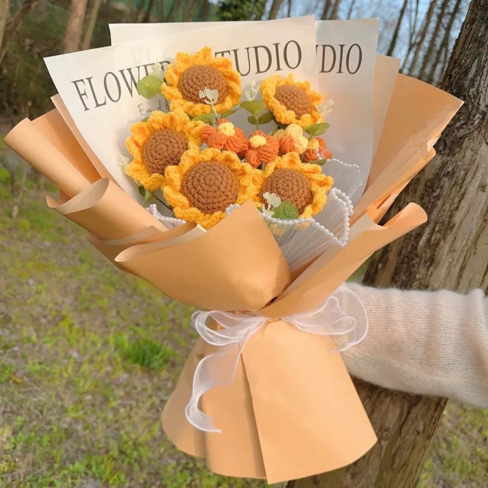 Handmade Crochet Sunflower Flower Bouquet Gift for Her