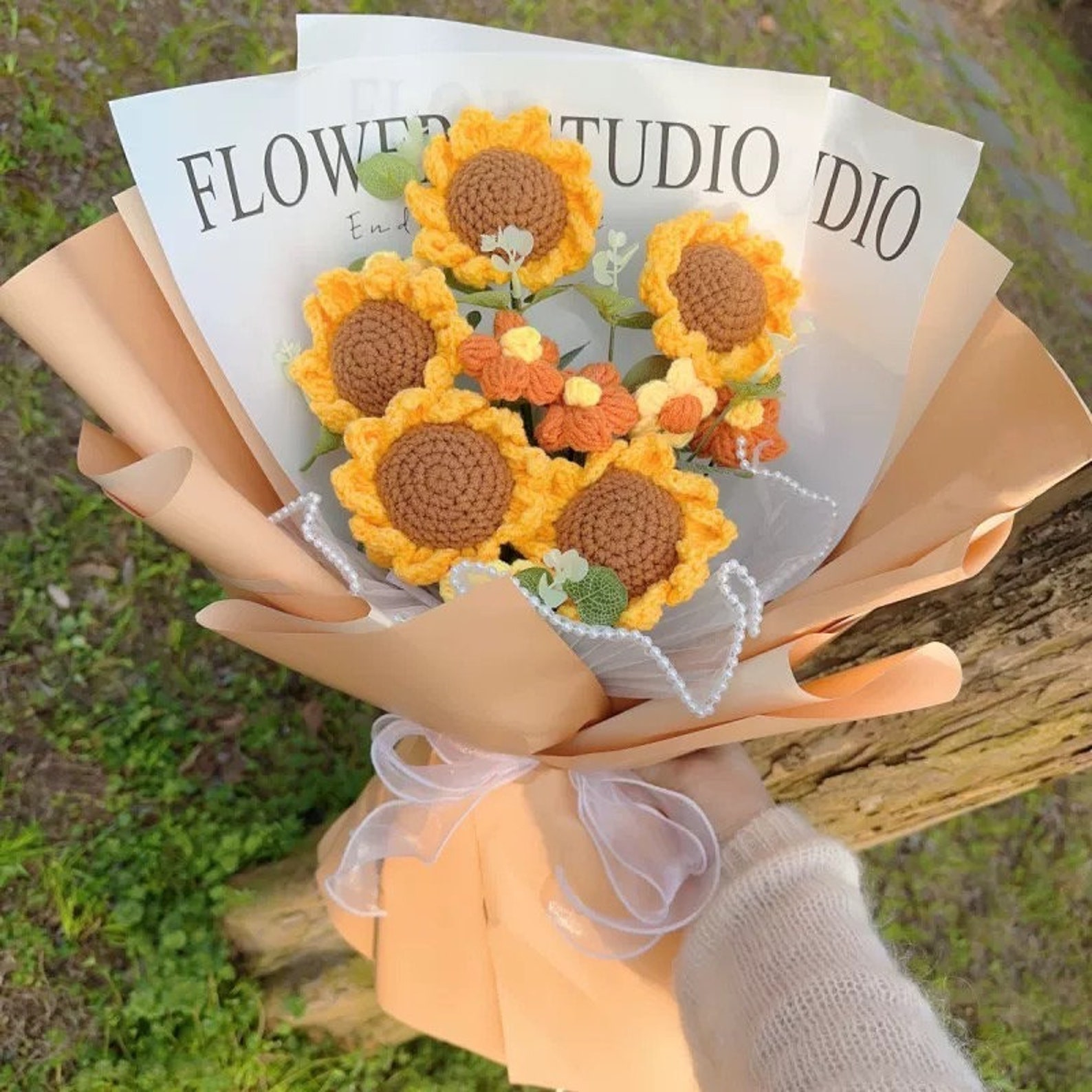 Handmade Crochet Sunflower Flower Bouquet Gift for Her