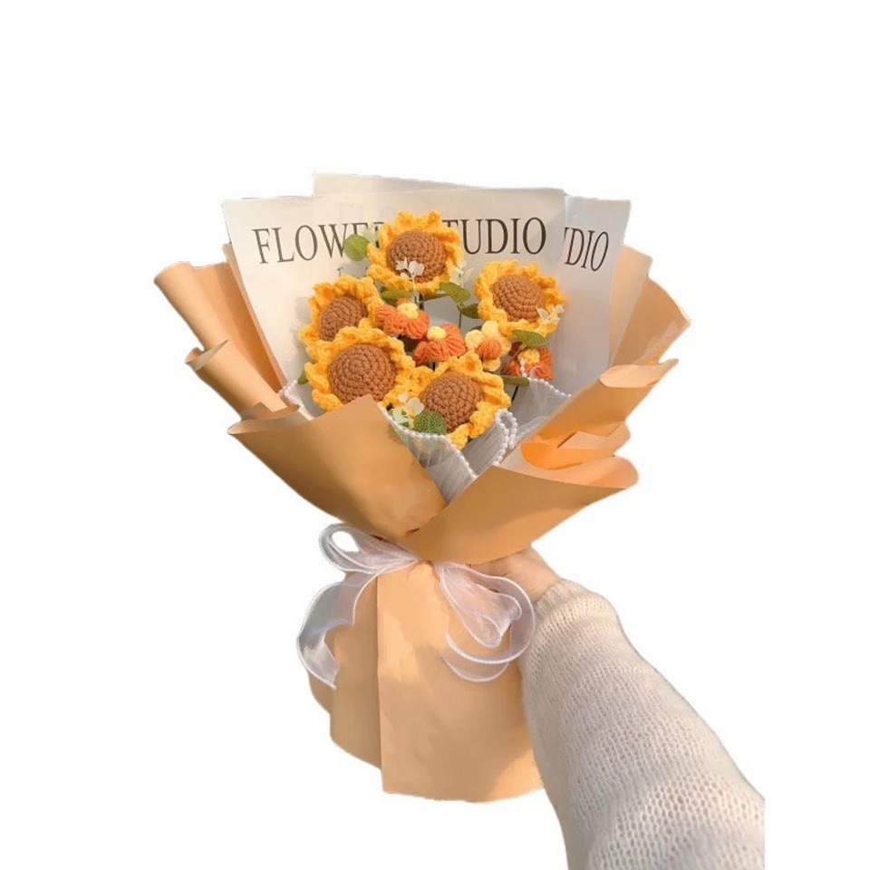 Handmade Crochet Sunflower Flower Bouquet Gift for Her