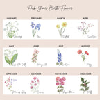 Birth Month Flower Canvas Tote Bag with Custom Name