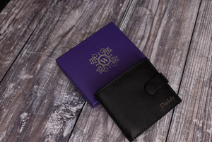 Father's Day Gift, Personalised Men's Wallet, Genuine Soft Black Leather Wallet