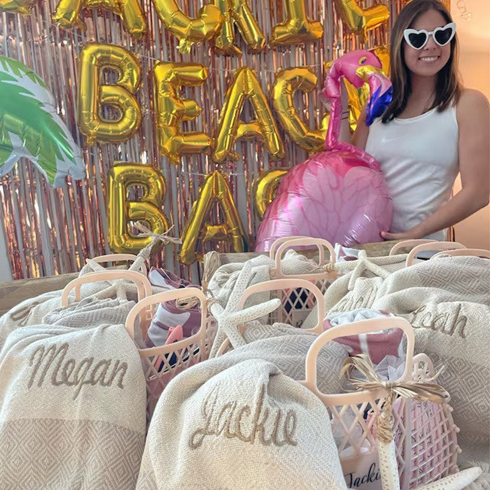 Personalized Beach Towel Bridesmaid and Wedding Gift