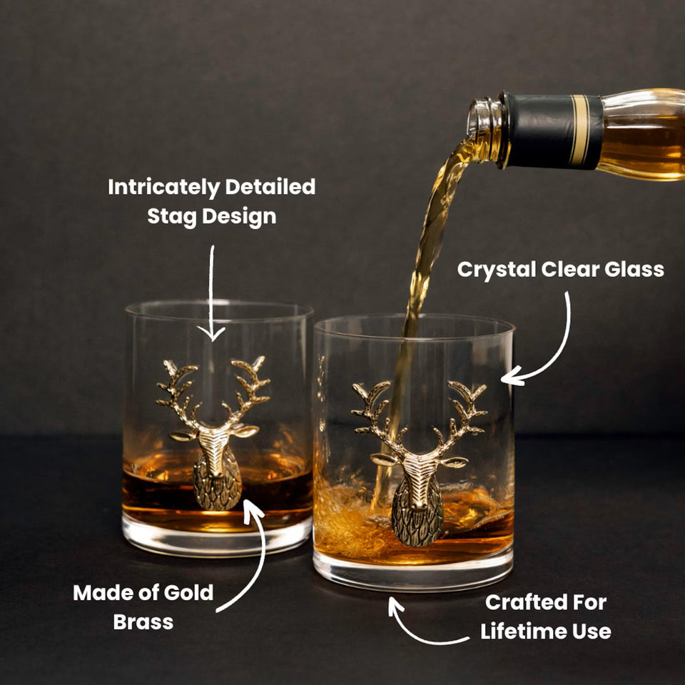 Deer Whiskey Glasses Set, Old Fashioned Glasses Whiskey, Glass Whiskey, Gift For Dad/Him