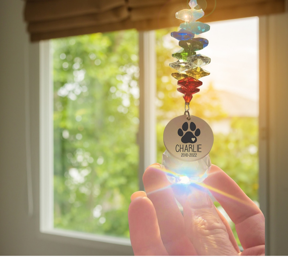 Personalized Pet Memorial Suncatcher Rainbow Bridge Keepsake