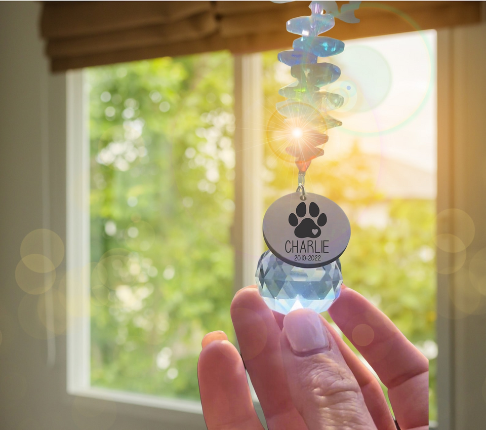 Personalized Pet Memorial Suncatcher Rainbow Bridge Keepsake